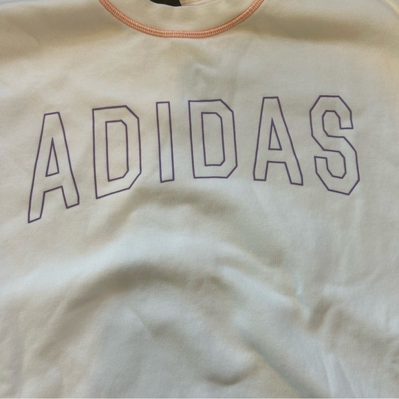 Adidas womens 2XL White crewneck sweatshirt BRAND NEW NWOT white pink purple - Picture 3 of 7